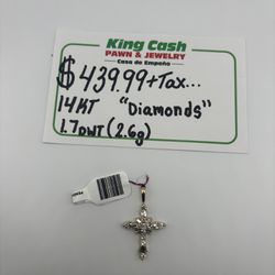 Diamond Cross Pendant 14K 