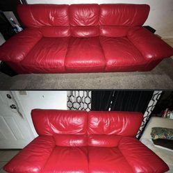 RED LEATHER COUCH SET