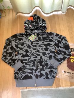 Grey bape zip up hoodie