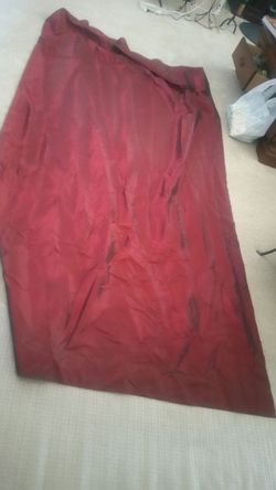 Very long burgundy curtains