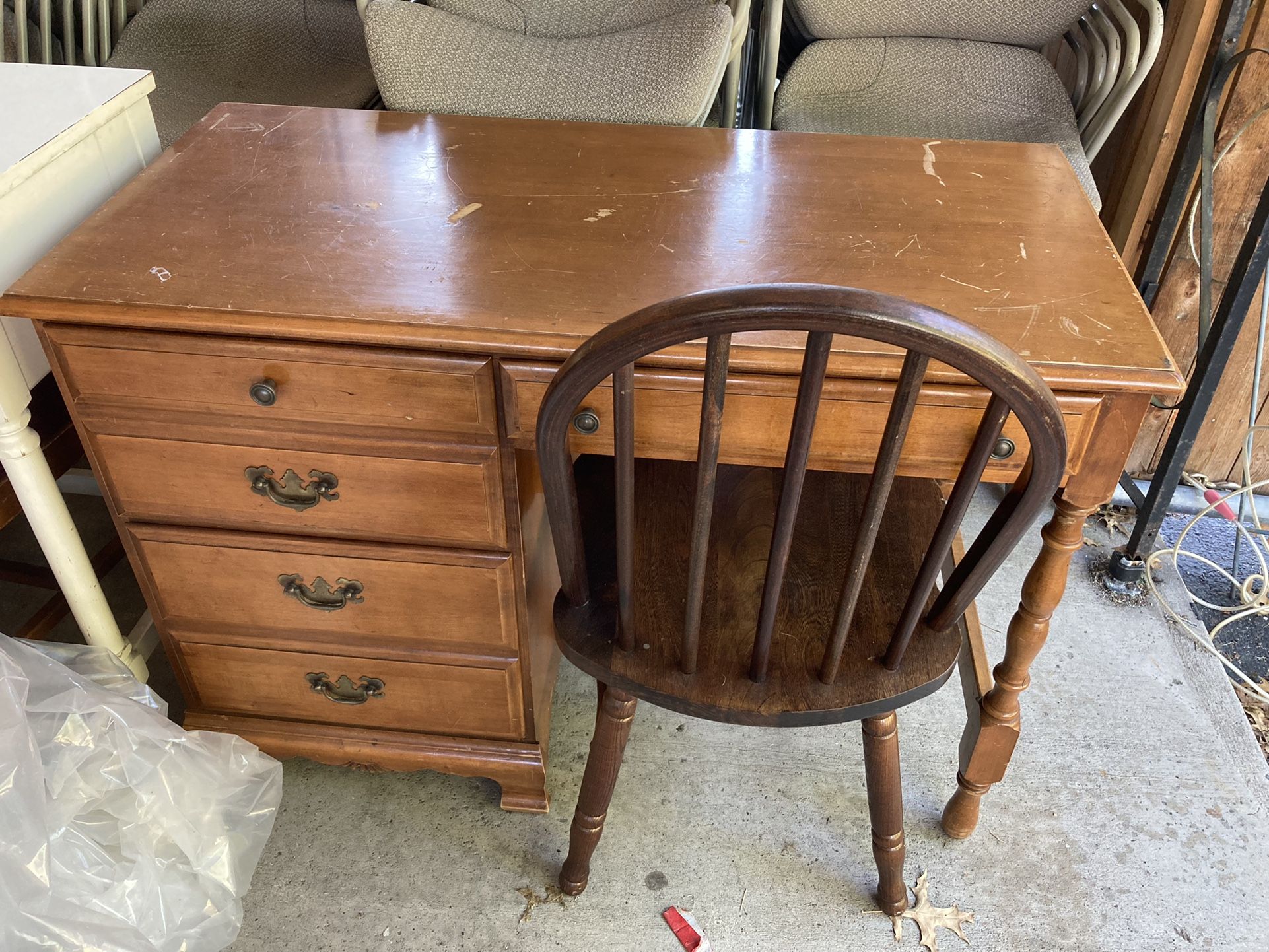 Wooden Desk with Chair 