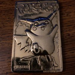 Golden Metal Pikachu Pokemon Card