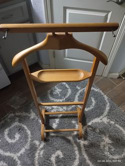 Vintage Wooden Butler Valet Stand Suit Clothing Tie Rack MCM Italy