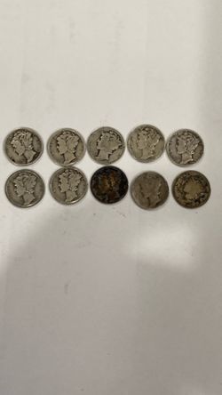 Lot of 10 Mercury Silver Dimes