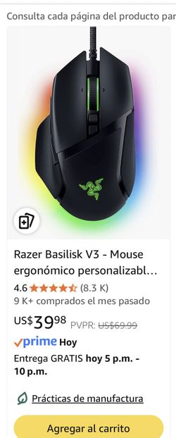 Mouse ergonómico personalizable para juegos: el interruptor de mouse para juegos más rápido - Iluminación Chroma RGB - Sensor ópti