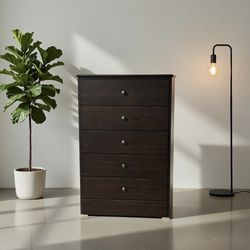 Dark Brown Chest Five Drawer New!