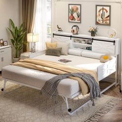 White Farmhouse Twin Daybed with Trundle