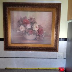 Floral Print Plastic Gold Frame
