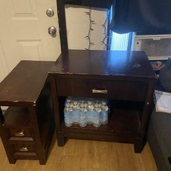 Dark Wood Nightstand & Side Table