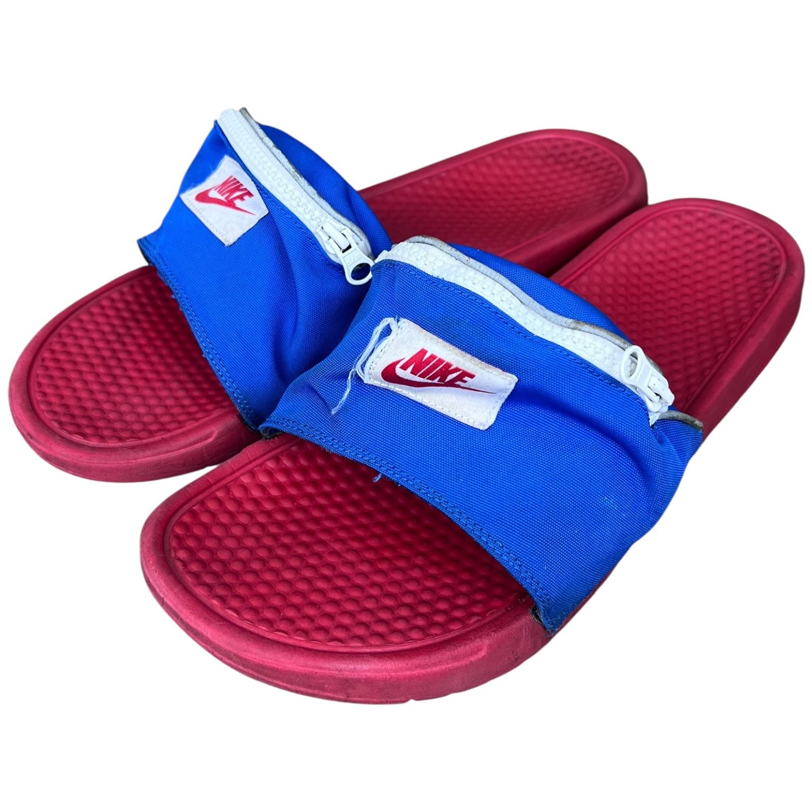 Nike Benassi JDI Fanny Pack Slide Crimson Red & Blue Men's Sz 14 Sandals Slides