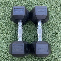 25 LB Rubber Hex Dumbbells 
