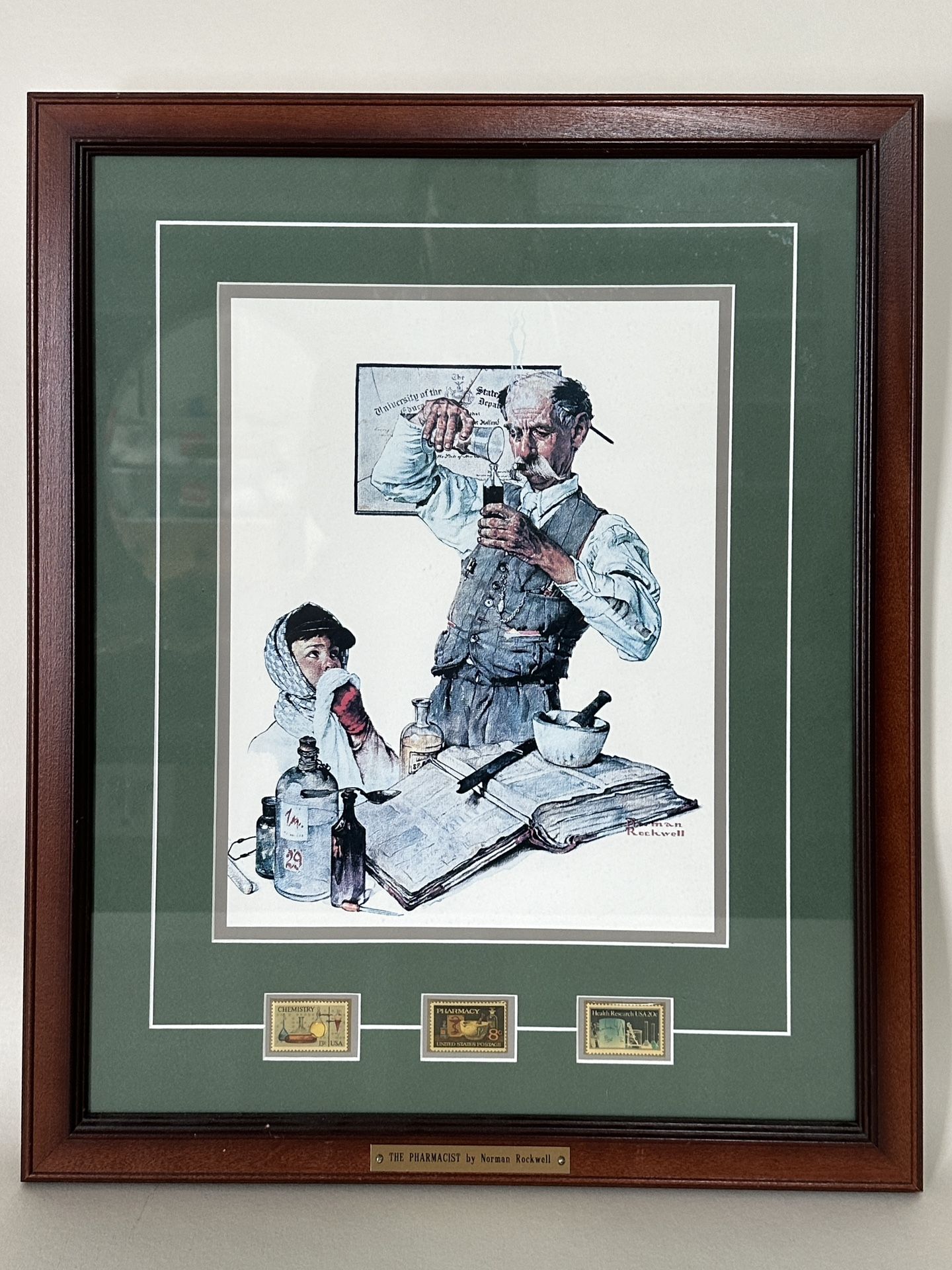 The Pharmacist With Stamps - Norman Rockwell