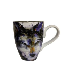Demdaco Dean Crouser Wolf Watercolor  16 Ounce Glossy Stoneware Mug