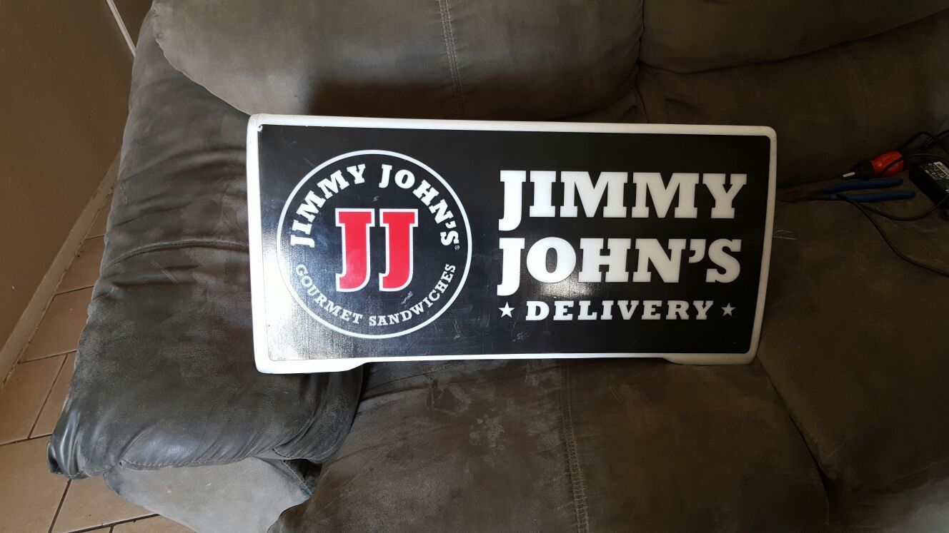 Magnetic car topper jimmy johns sign