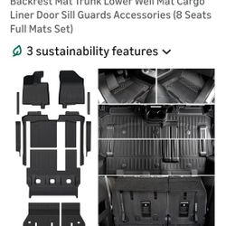 Floor Mats Set for 2021-6 Toyota
Sienna (Only for 8 Seats), All Weather TPE
Backrest Mat Trunk Lower Well Mat Cargo
Liner Door Sill Guards Acce