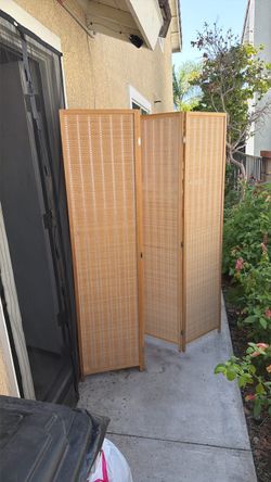 Room Divider with Natural Bamboo ,4-Panel Folding Privacy Screen Room Divider-Beige