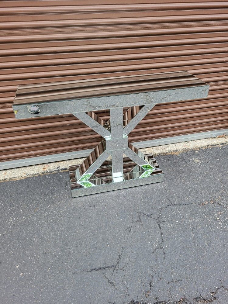 Glass Mirror Shelf Side Table