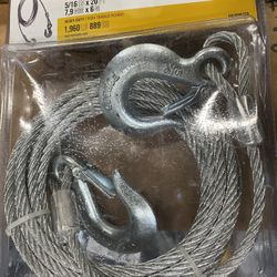 Tow Cable With Slip Hooks With Latch New