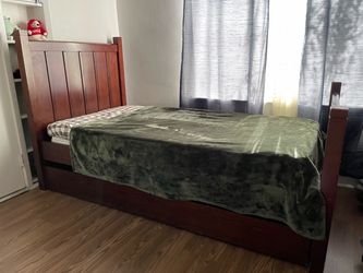 Twin Wood Bed Frame with Storage Drawer