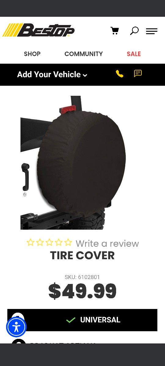 Tire Cover By BEST TOP "Never Used"