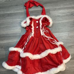 Red Christmas Dress with Cape Size Large Girls 