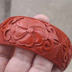 Vnt Cinnabar Red Bangle Bracelet 8.5"
