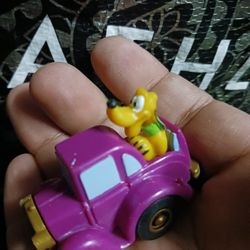 Vintage 1988 Disney Pluto Purple Pink Pull Back Car McDonald's Toy