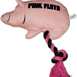 NEW PINK FLOYD Dog Toy Pig Squeaky with Pink/Black Tug Rope Perri's NEW WITH TAG