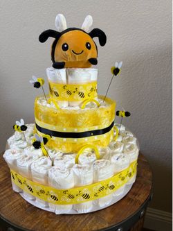 Bee themed diaper cake
