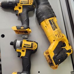 Dewalt 20v  Sawzall Impact Drill  And Driver Drill  $135  For All  3 Pieces ""No Battery No Charger 