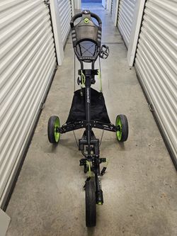 CaddyTek 3 Wheel Golf Push Cart - Foldable Collapsible Lightweight Pushcart with Foot Brake - Easy to Open & Close

