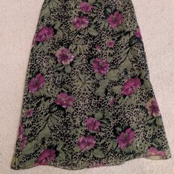 Floral Leopard Print Skirt
