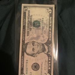 $5 With Double 3 Digit Serial Number 