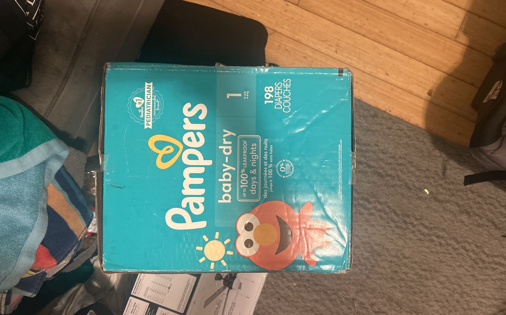 Size 1 Pampers Baby Dry 198ct