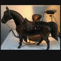 Metal horse ( LAMP)   with light up crystals and back light for ambience