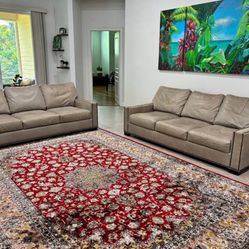 Leather Pottery Barn Sofa Set + Ottoman