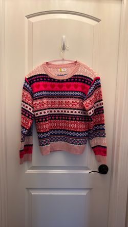 Fair Isle Knit Sweater with Heart Pattern