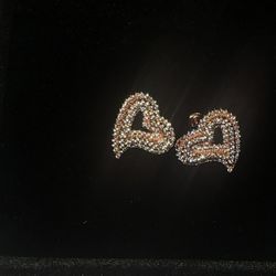 18 k Gold Plated Rose-gold Heart Stud Earrings 