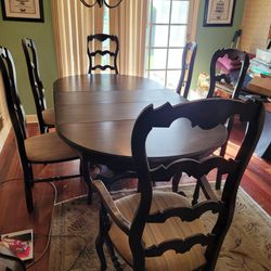 Wood Dining Room Set Table 6 Chairs
