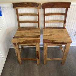 Pair Of Handmade Solid Hardwood Bar Stools 24 Inch Seat Height