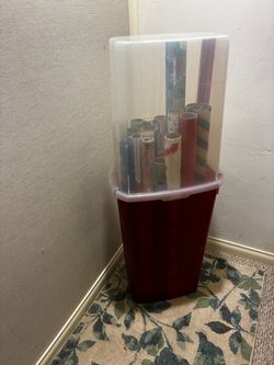 Storage Container with Wrapping Paper Rolls