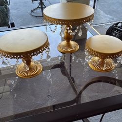 Cake Holder stand Set Gold Metal 