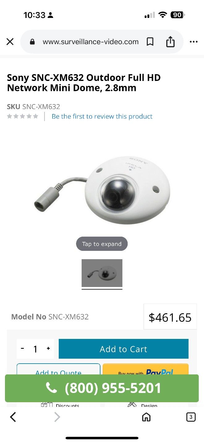 SONY SNC-XM632 OUTDOOR MINI DOME CAMERA