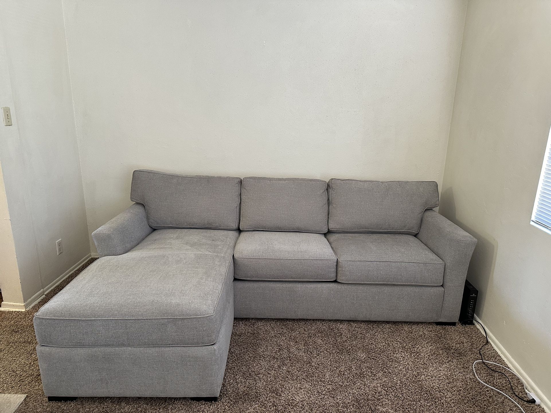Grey Reversible Chaise Couch With Sofa Bed 