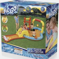 Brand New H2OGO Lil Champ Play Pool Center With Detachable Slide Kids Outdoor Summer Fun  Designed to get kids moving, grooving and out of the house, 