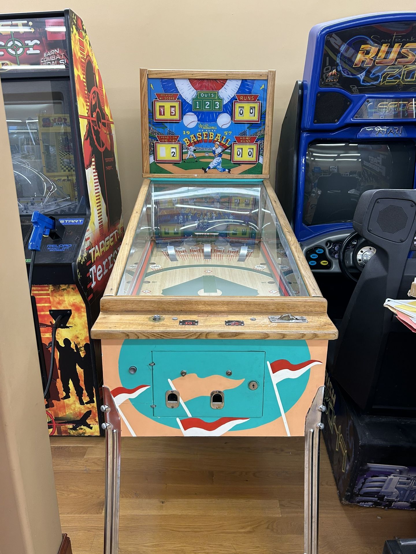1957 Williams Deluxe Baseball pitch and bat pinball machine