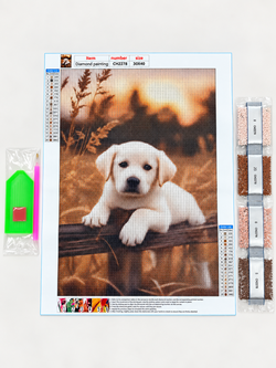 White Puppy DIY Diamond Painting Kit 30 x 40 cm - CH2278