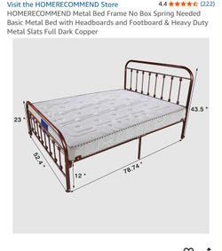 Full bed. No box spring needed.  Mattress not included