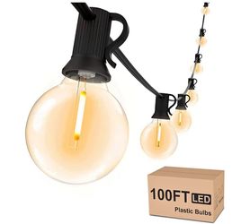 Outdoor String Lights Waterproof 100 FT for Outside Patio 52 Bulbs