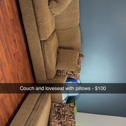 Couch  and loveseat with pillows